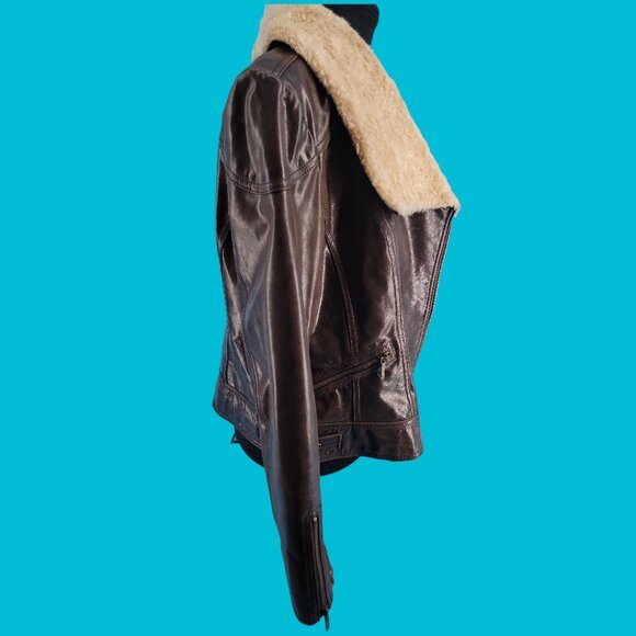 ✨ Laundry by Shelli Segal Leather & Faux Shearling Aviator Jacket – Size M ✨ - Picture 6 of 15